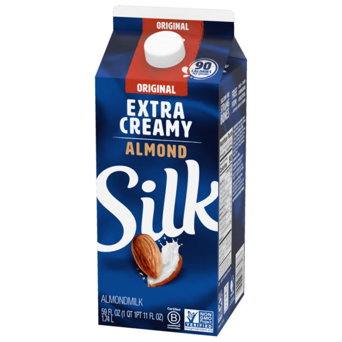 The recipe for the latest Silk beverage features a blend of three types of almonds.