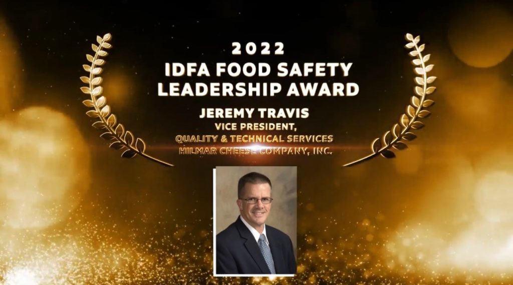 he food safety award goes to an individual, group or organization that demonstrates outstanding leadership through enhancing food safety in the dairy products industry.
