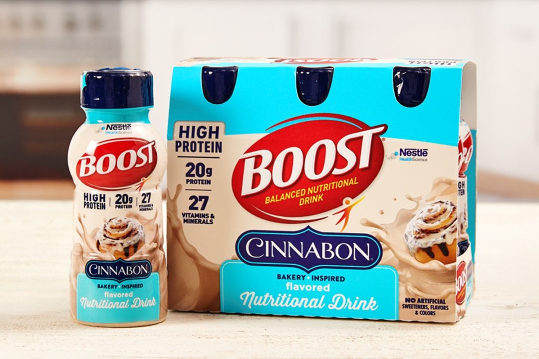 Boost Cinnabon cinnamon rolls drink high protein Nestle Health Science nutritional beverages