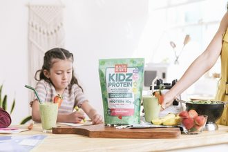 Nutritional Growth Solutions Healthy Heights KidzProtein shake dairy vegan children's development chocolate vanilla strawberry breakfast snack