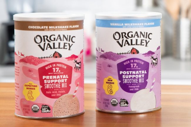 Organic Valley prenatal postnatal support smoothies mixes
