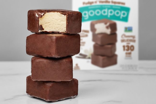GoodPop Fudge n’ Vanilla Squares fudge and vanilla squares oatmilk filling chocolate fudge oat milk frozen dessert