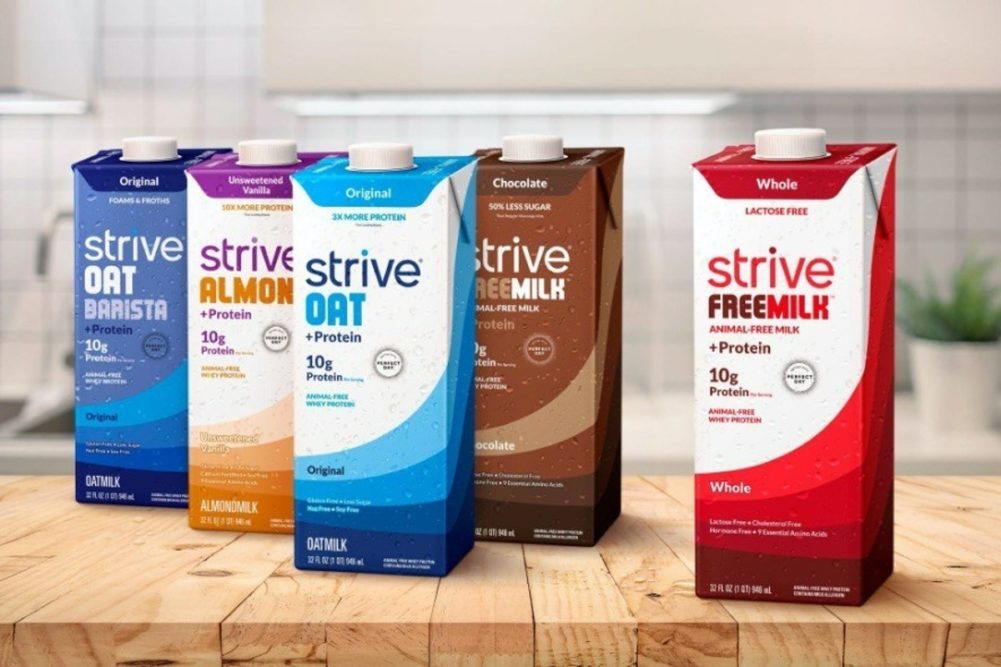 Strive nutrition milk alternatives Perfect Day animal free whey protein whole chocolate oat milk almond milk