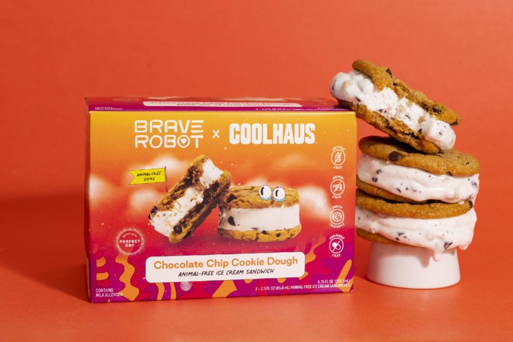 Brave Robot x Coolhaus animal free ice cream sandwiches The Urgent Company chocolate chip cookie dough mint chocolate chip