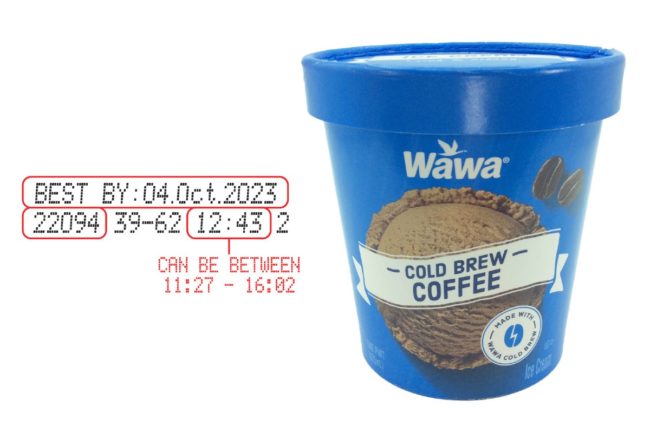 Royal Ice Cream Wawa Cold Brew peanut recall time stamp code dates