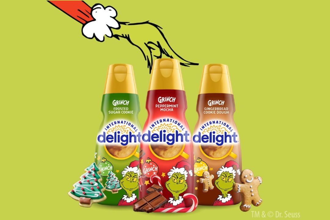 International Delight Grinch flavors creamers Gingerbread Cookie Dough Peppermint Mocha Frosted Sugar Cookie