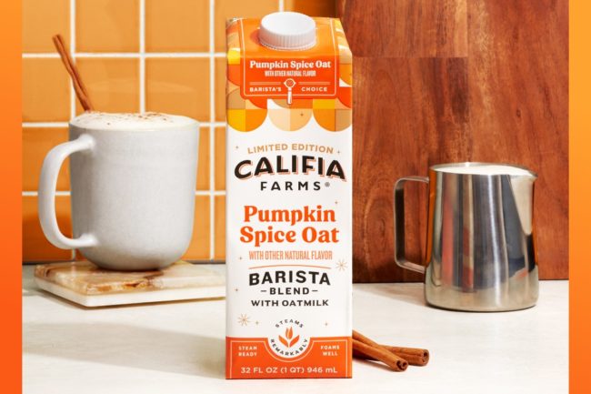 Califia Farms Pumpkin Spice Oat Barista Blend new flavor oatmilk