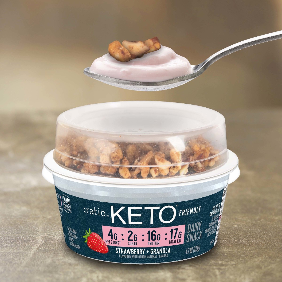 ratio Keto Friendly Strawberry & Granola Lifestyle protein less sugar