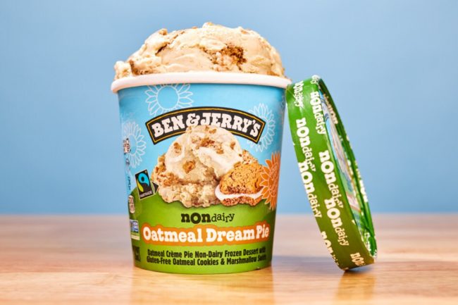 Ben and Jerrys Oatmeal Dream Pie new flavor non dairy ice cream gluten-free oatmeal cookies Partake allergy friendly
