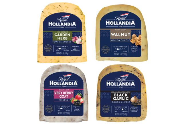 Royal Hollandia Dutch cheeses new flavors Royal FrieslandCampina Black Garlic Gouda Walnut Gouda Garden Herb Gouda Very Berry Goat Cheese.