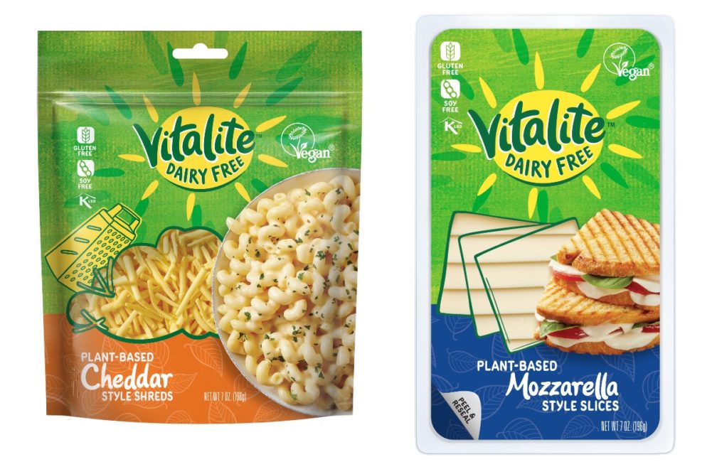 Vitalite products cheddar shreds mozzarella slices non-dairy cheeses dairy alternatives plant-based