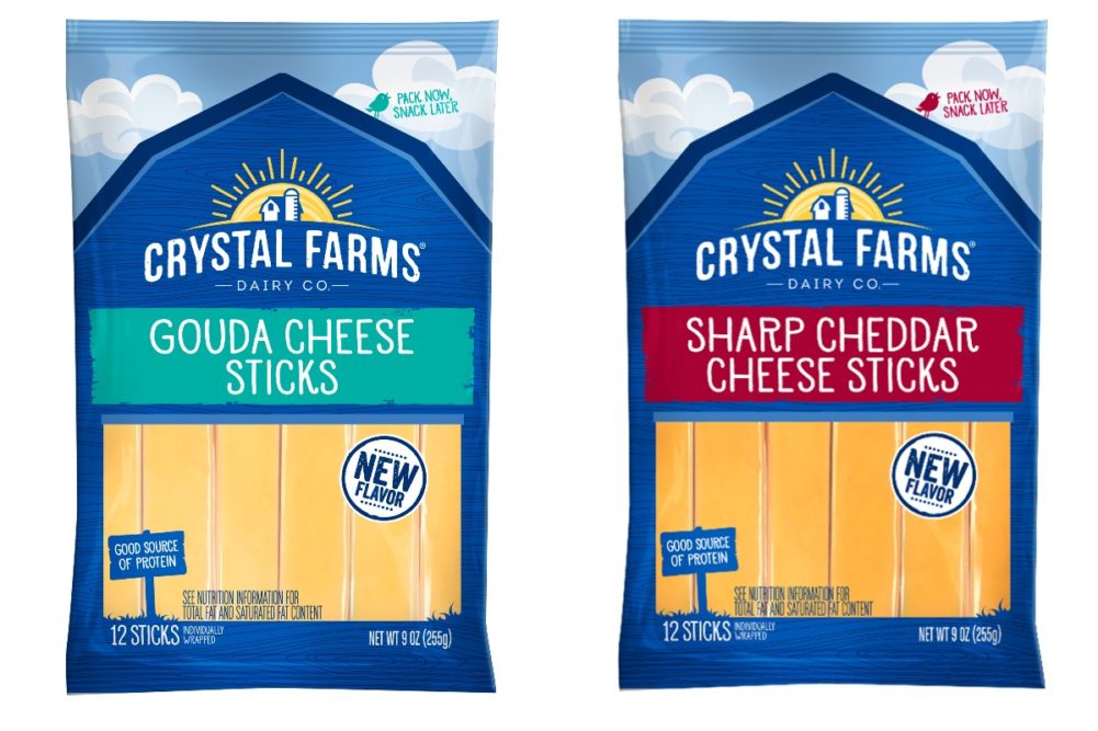 Crystal Farms Dairy Company cheese sticks new flavors gouda sharp cheddar