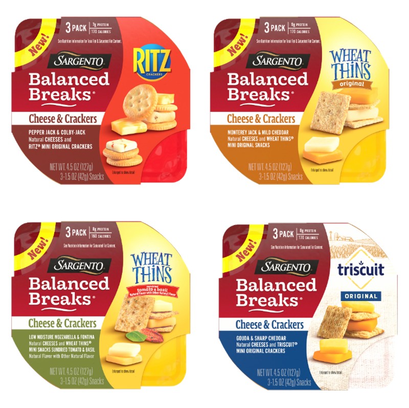 Balanced Breaks Cheese and crackers snacks flavors Sargento Ritz Wheat Thins Triscuit