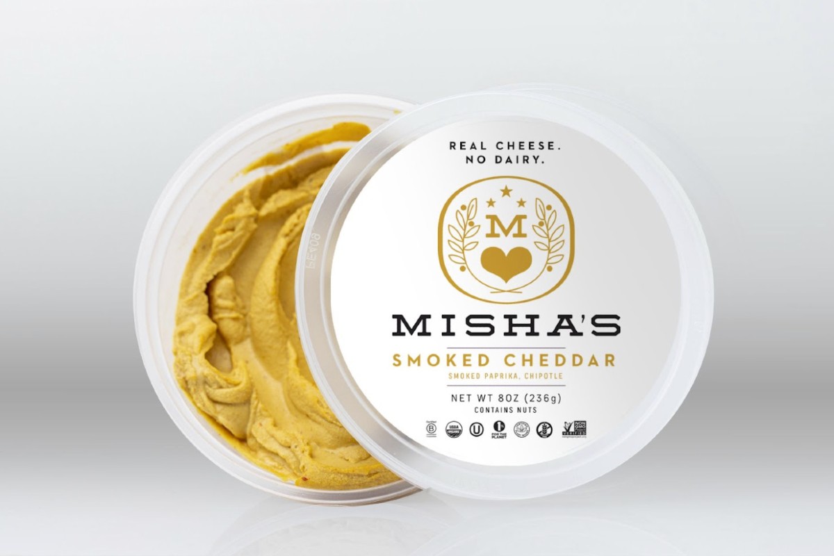 Misha's smoked cheddar dairy alternative cheese plant-based cashew