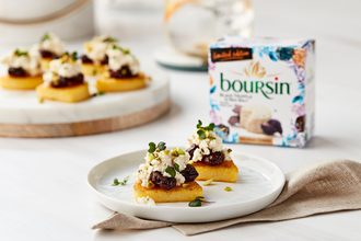 Boursin Black Truffle & Sea Salt cheese new flavor new products Bel Brands USA polenta bites