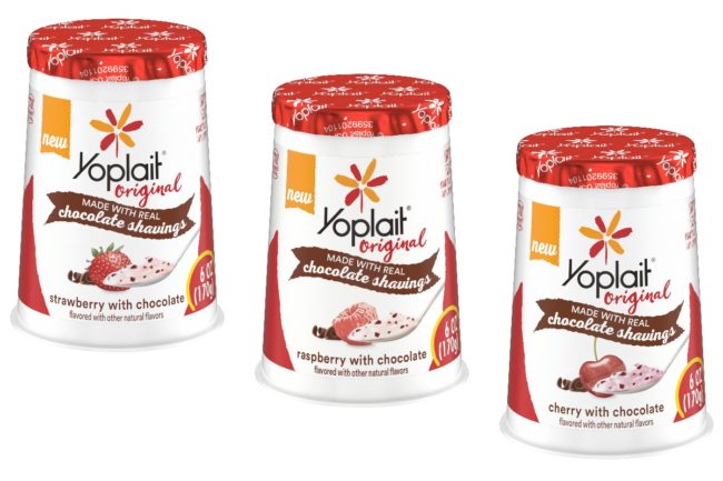 Yoplait with chocolate shavings new flavors yogurt strawberry cherry raspberry