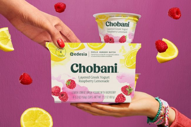 Chobani Greek yogurt special batch child hunger Raspberry Lemonade nonprofit Edesia