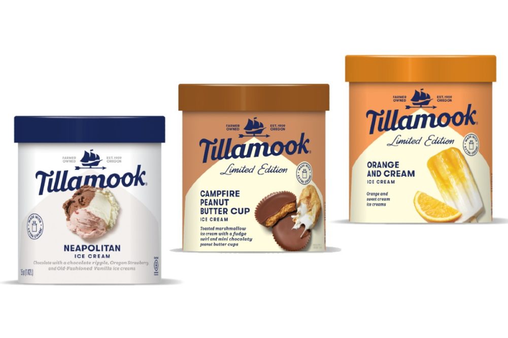 Tillamook ice cream new flavors Neapolitan, Orange and Cream, Campfire Peanut Butter Cup.