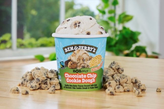 Ben & Jerry's non dairy chocolate chip cookie dough pint new recipe oat milk formula
