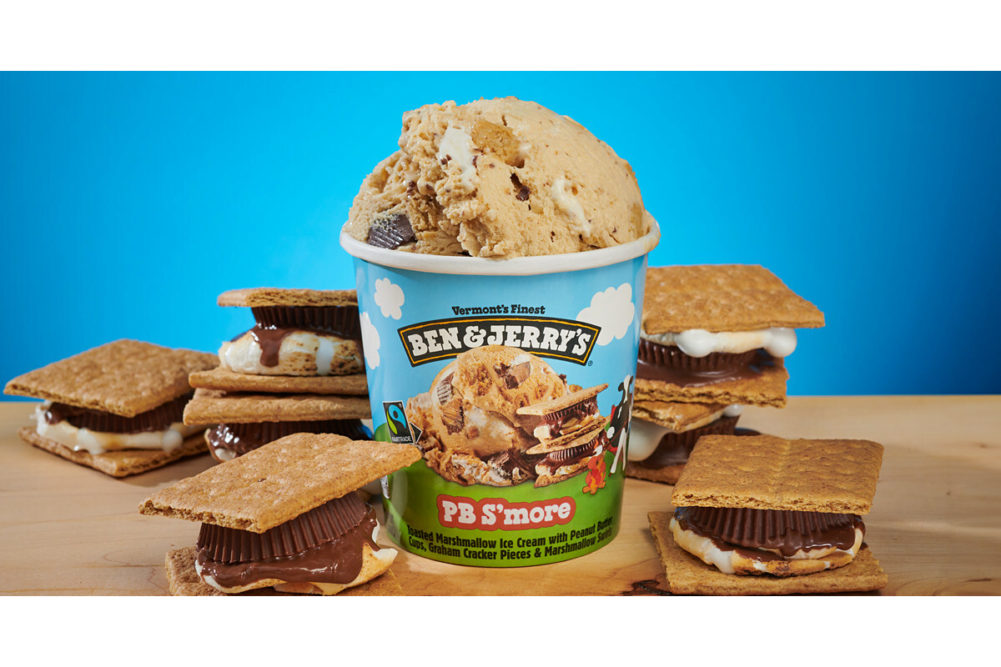 Ben and Jerry's peanut butter smores ice cream new flavors dairy salty sweet dairy desserts peanut butter cups marshmallows