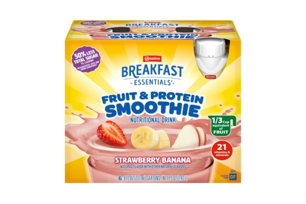 Carnation Breakfast Essentials fruit and protein smoothie nutritional drink less sugar dairy