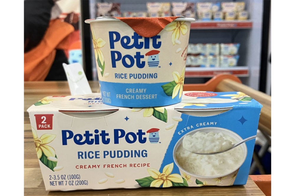 Petit Pot rice pudding creamy French dessert packaging dairy products ingredients milk