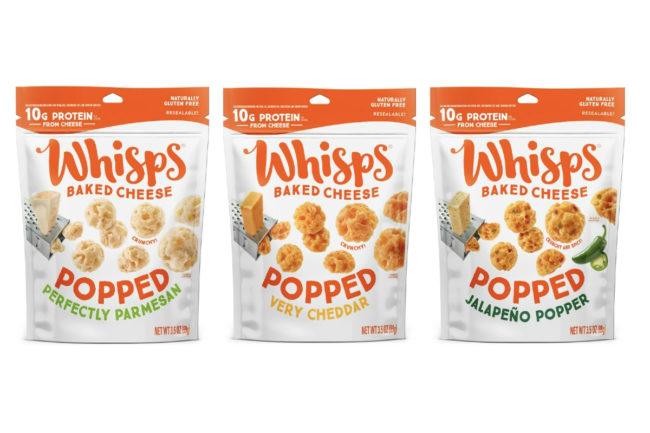 Whisps cheese snacks new products Popped flavors dairy ingredients parmesan cheddar jalapeno baked grated cheese