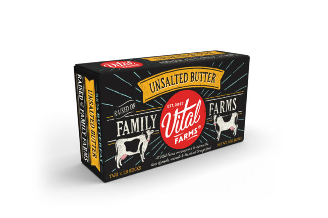 Vital Farms unsalted butter dairy products grass fed sustainable farming