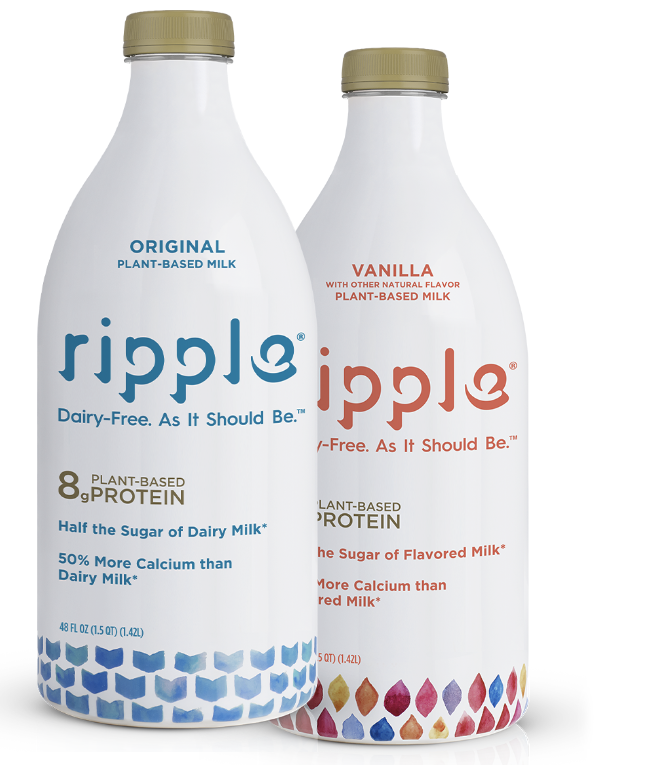 Ripple plant based milk containers